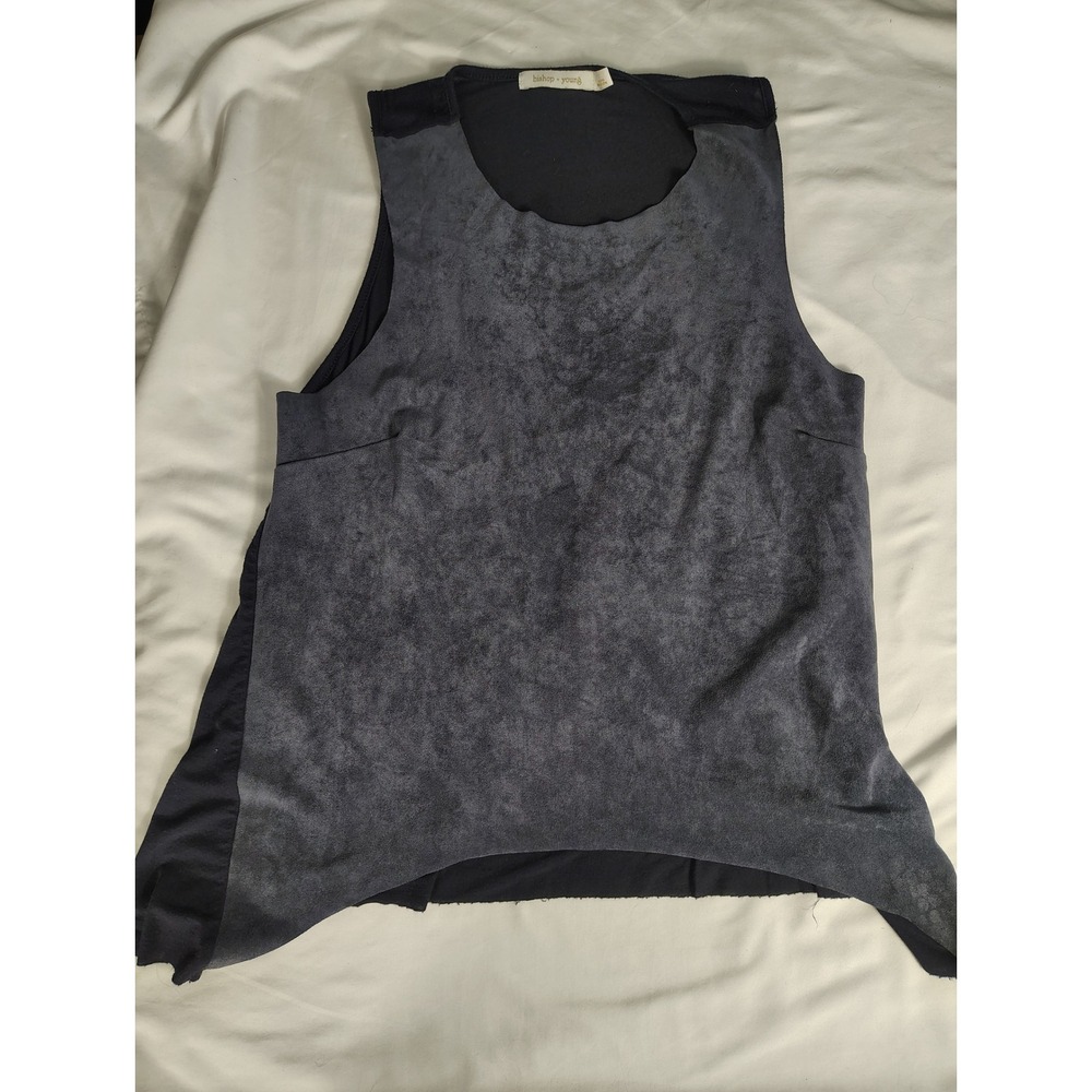 Bishop + Young Faux Suede Handkerchief Hem Tank‎ Top Black Charcoal Small